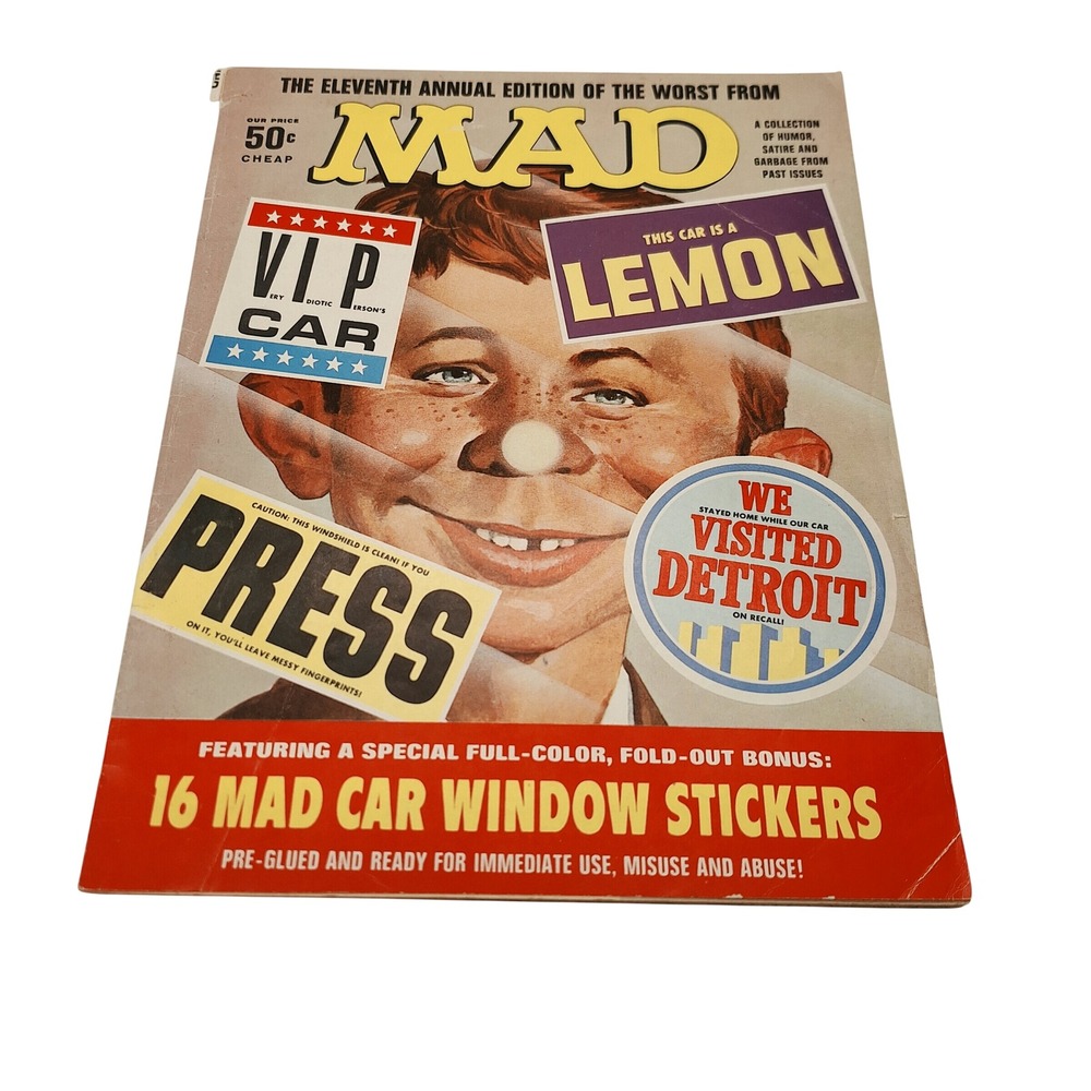 The Eleventh Annual Edition of the Worst from MAD Magazine 1968 Stickers Intact